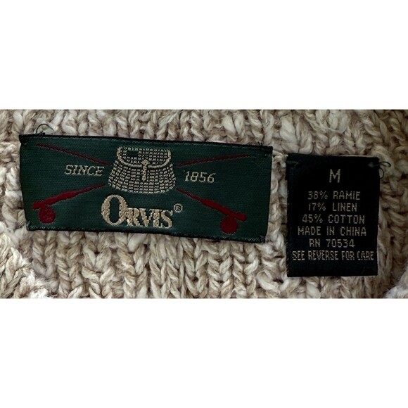Orvis Women’s Oatmeal Chunky Knit Short Sleeve Sweater Cozy Casual Classic Med - Picture 5 of 8